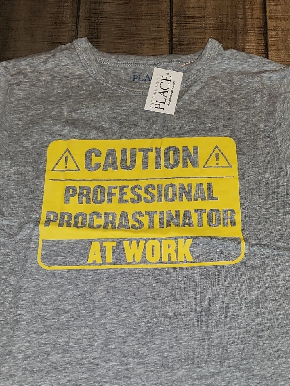 NWT The Children's Place Gray Short-Sleeve Tee with Yellow Graphic
